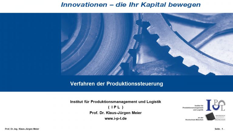 Verfahren der Produktionssteuerung
